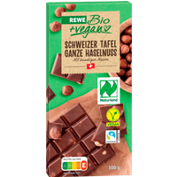 REWE Bio + vegan Schokolade Ganze Haselnuss 100g